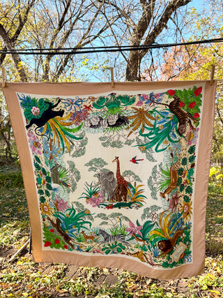 1970's Gucci Jungle Safari Silk Scarf