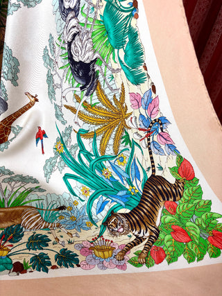 1970's Gucci Jungle Safari Silk Scarf