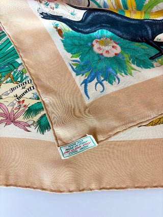 1970's Gucci Jungle Safari Silk Scarf
