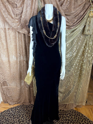 1990's Ralph Lauren One-Shoulder Evening Gown