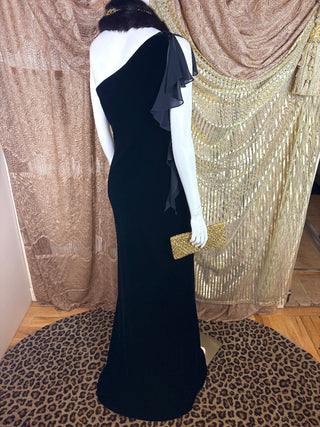 1990's Ralph Lauren One-Shoulder Evening Gown