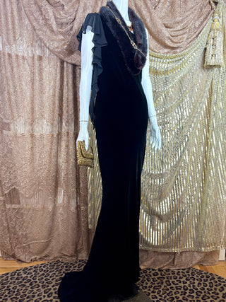 1990's Ralph Lauren One-Shoulder Evening Gown