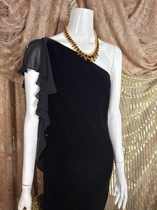 1990's Ralph Lauren One-Shoulder Evening Gown