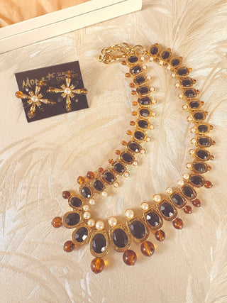 Egyptian Revival Pearl Onyx Amber Monet Set