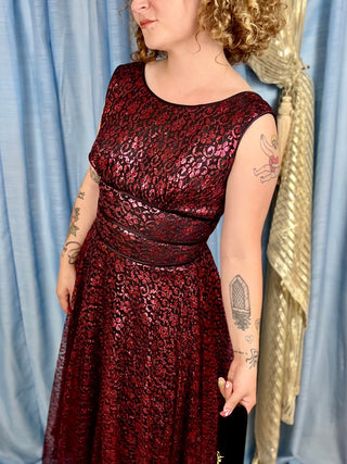 1960's Metallic Lace Party Dress