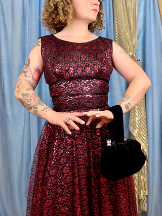 1960's Metallic Lace Party Dress