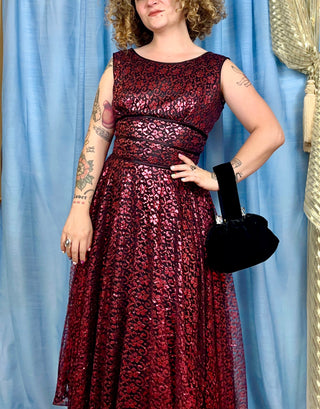 1960's Metallic Lace Party Dress