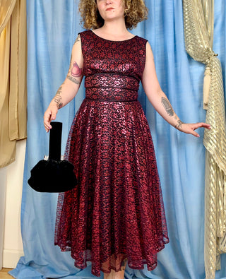 1960's Metallic Lace Party Dress