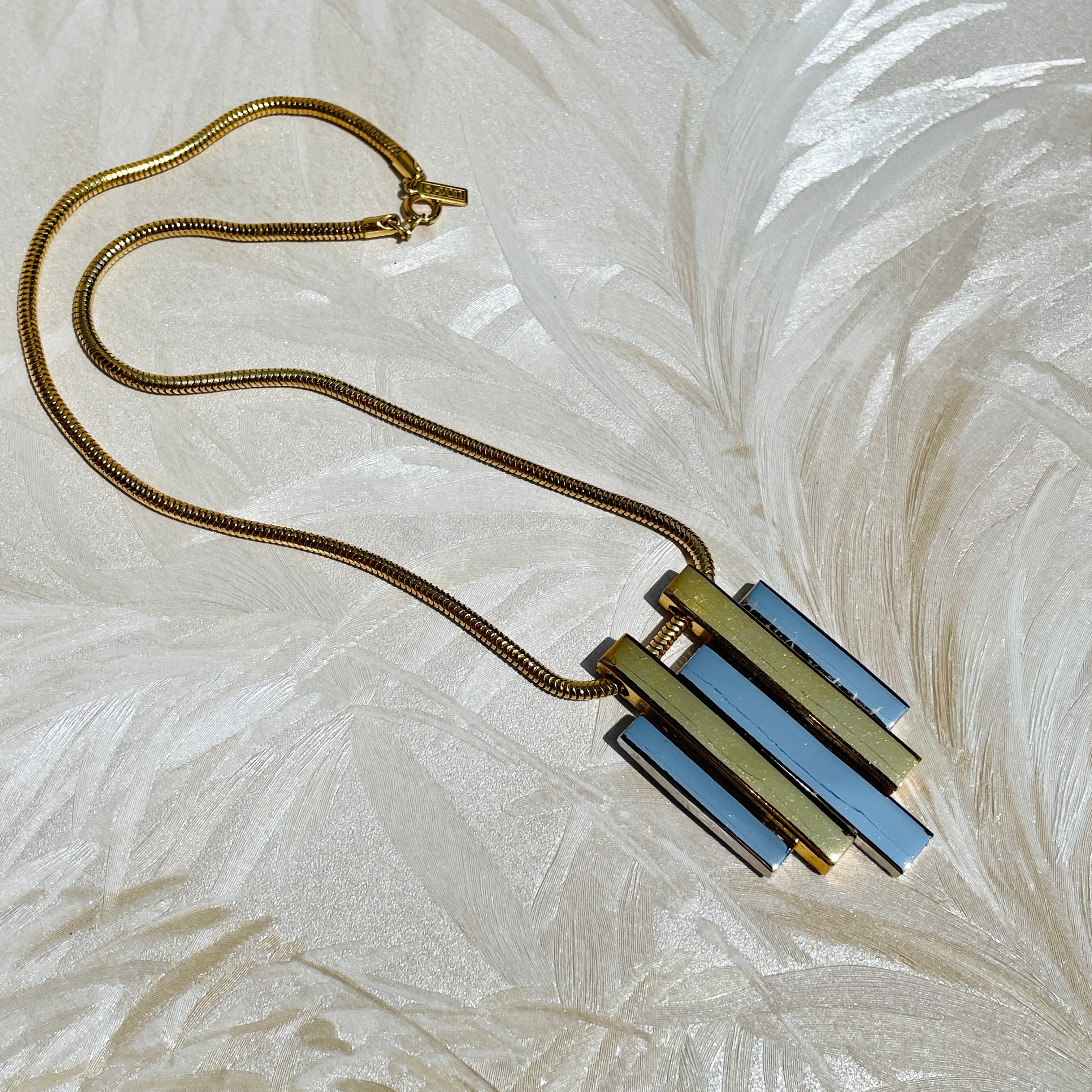 Two Tone Bars Pendant Necklace