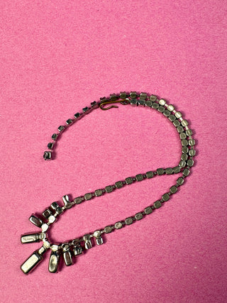 Blue Baguette Rhinestone Necklace