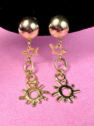 Gold Sun & Star Earrings