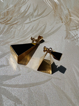 Gold Pyramid Portal Earrings