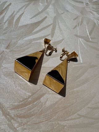 Gold Pyramid Portal Earrings