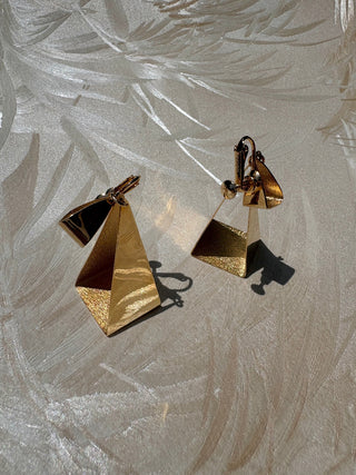 Gold Pyramid Portal Earrings