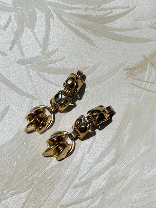 Gold Luxurious Hinged Drop Earrings