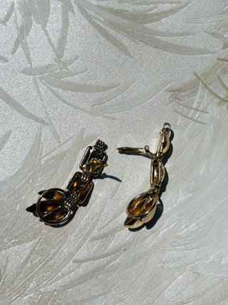 Gold Luxurious Hinged Drop Earrings