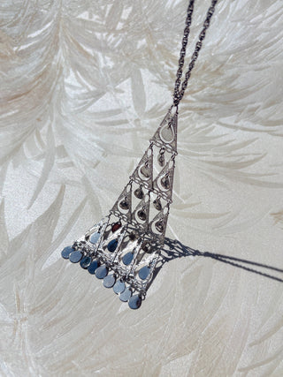 Silver Disco Triangle Pendant Necklace