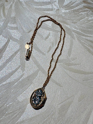 Gold Locket with Flowers Necklace