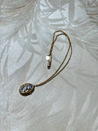 Gold Locket with Flowers Necklace