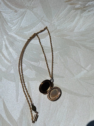 Gold Locket with Flowers Necklace