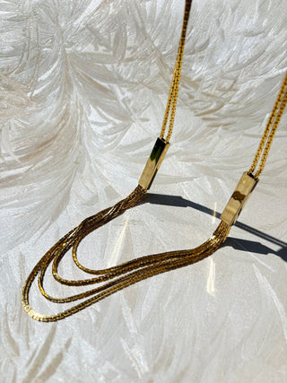 Gold Bars Draped Chain Necklace