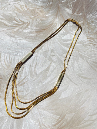 Gold Bars Draped Chain Necklace