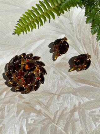 1960's Autumn Wreath Juliana Brooch & Earrings