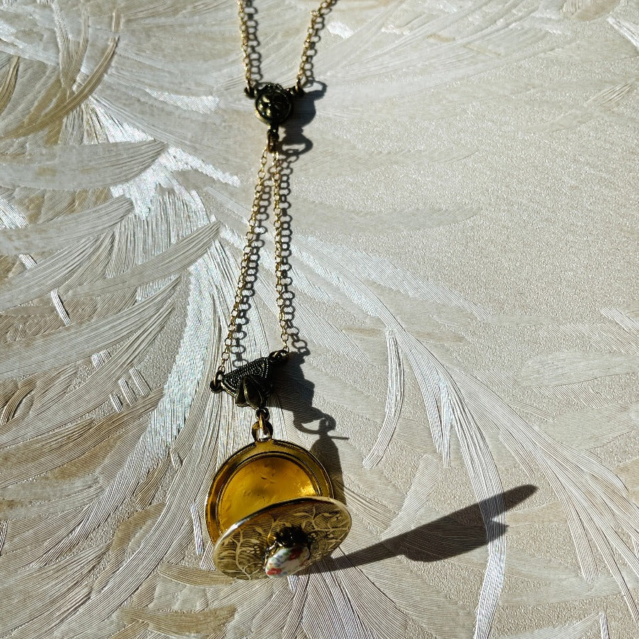 Gold Lavalier Locket Necklace
