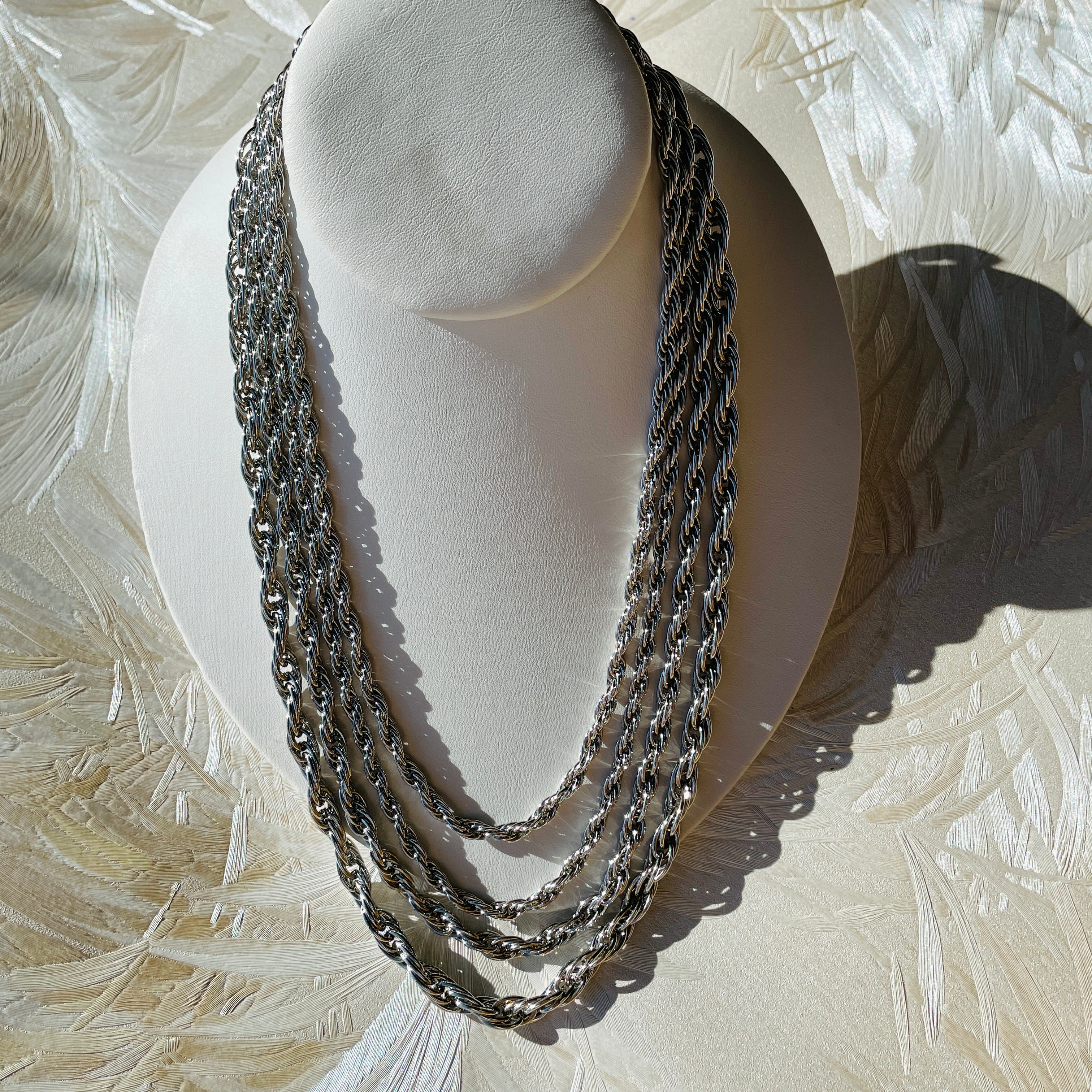 Silver Triple Twisted Chain Necklace