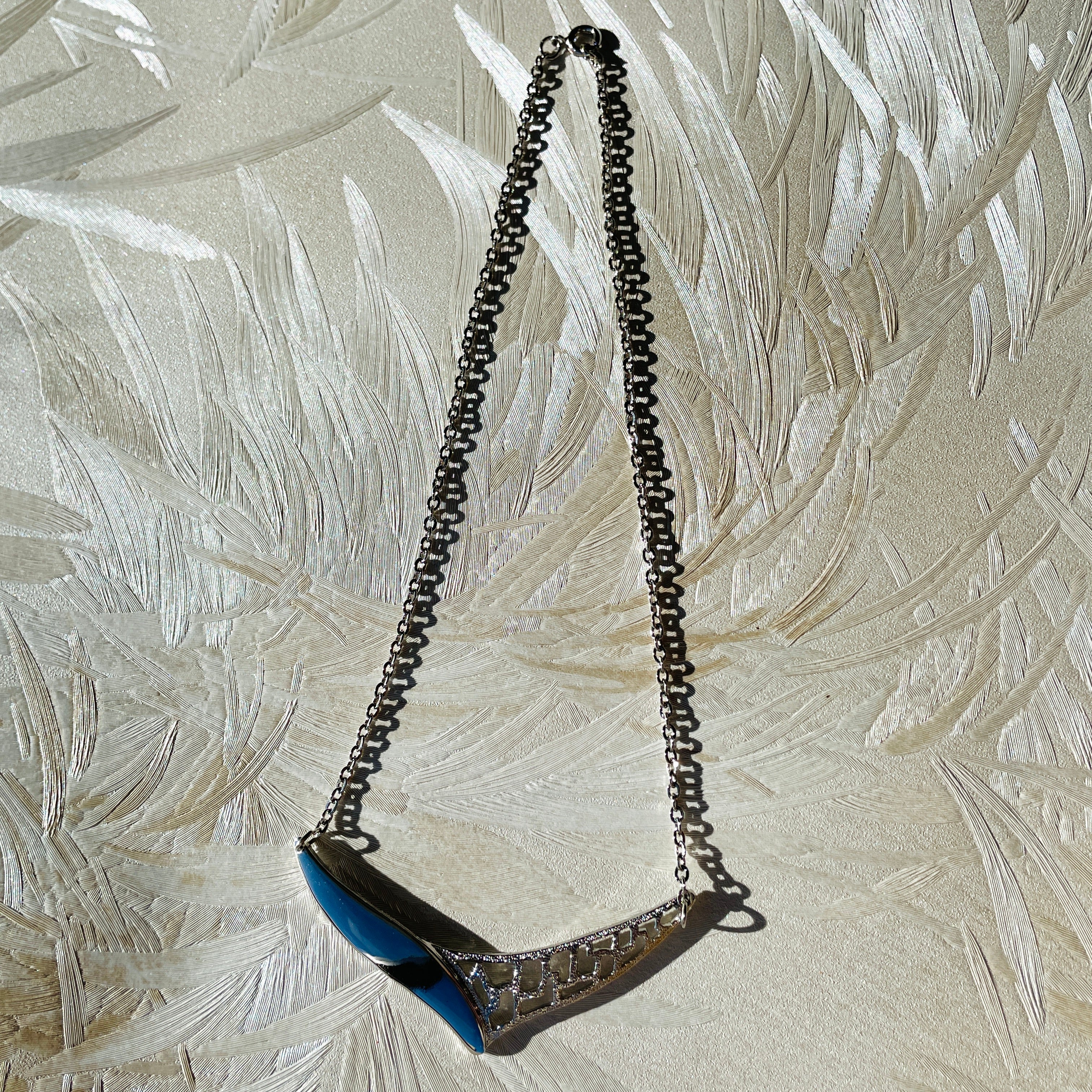 Silver Abstract Antler Necklace