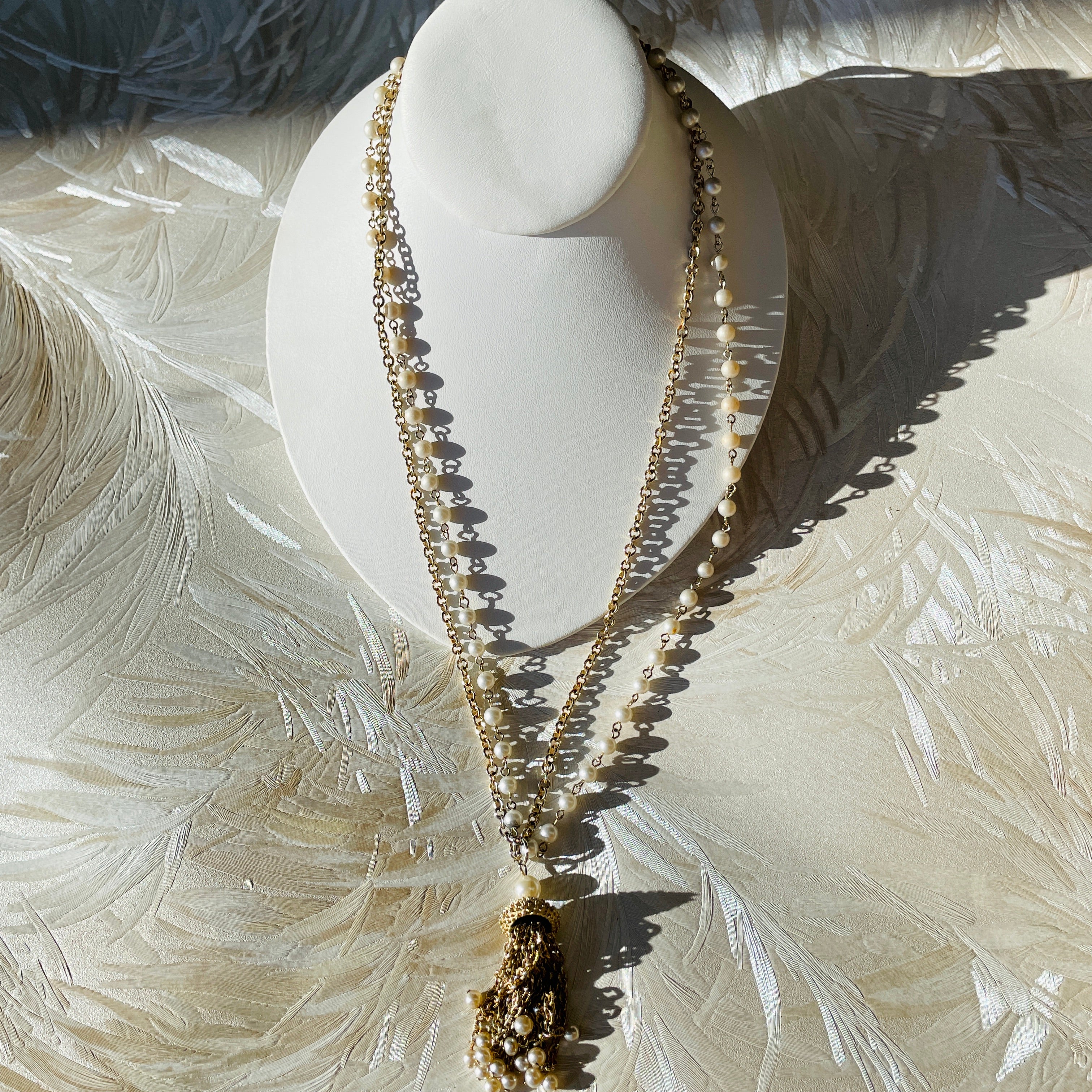 Gold & Pearl Tassel Necklace