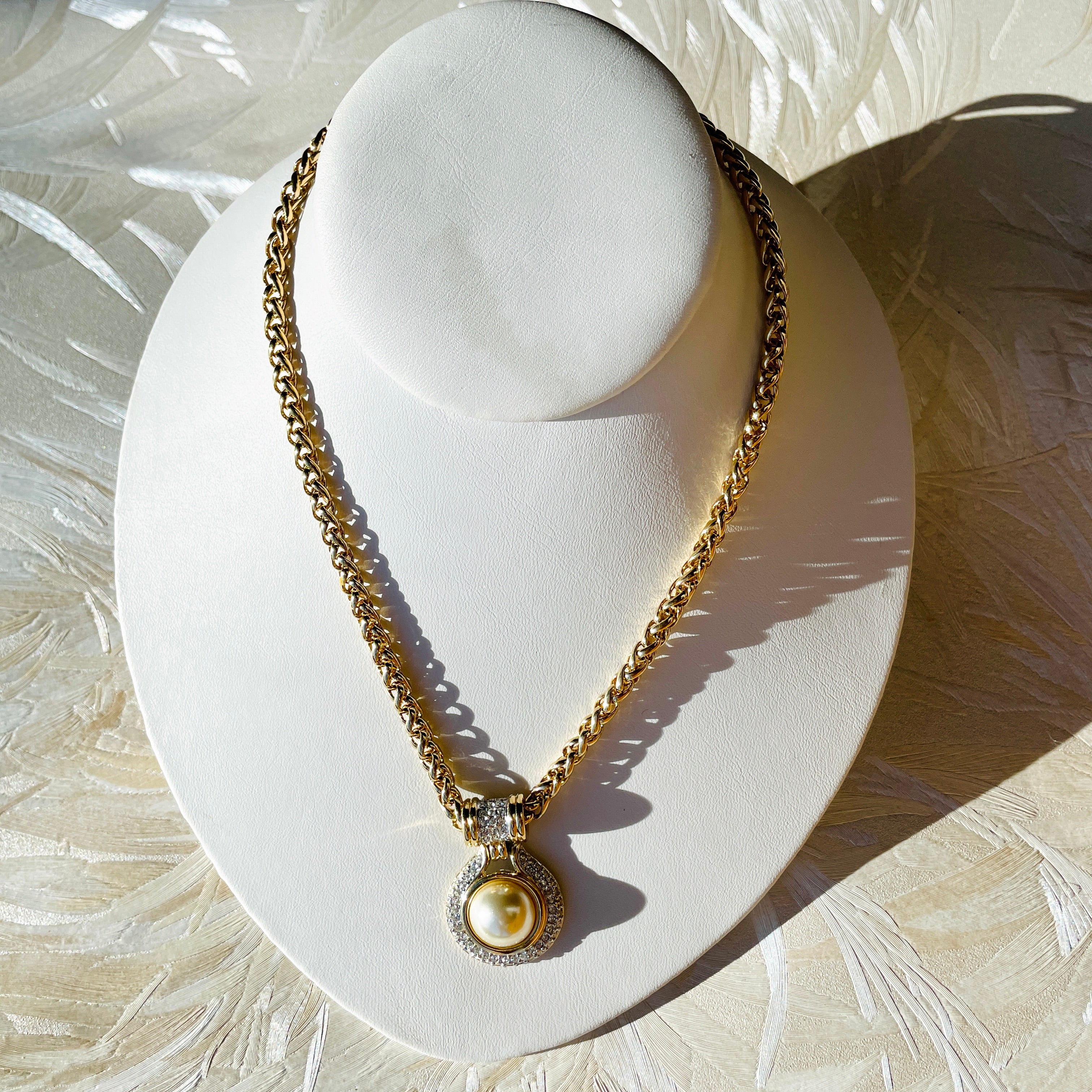 Luxe Gold Chain Rhinestone Necklace + Earrings