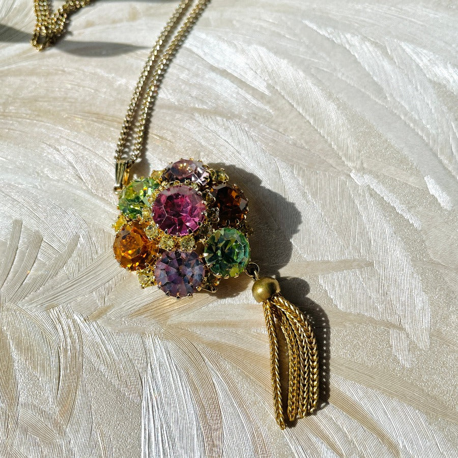 Multicolor Gem Pendant Necklace