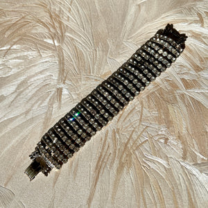 Wide Clear Rhinestone Bracelet