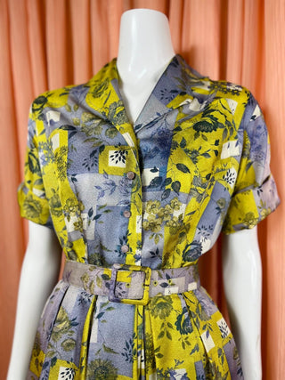 1950's Floral Print Shirt Dress