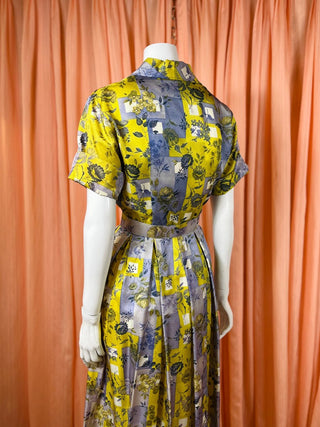 1950's Floral Print Shirt Dress