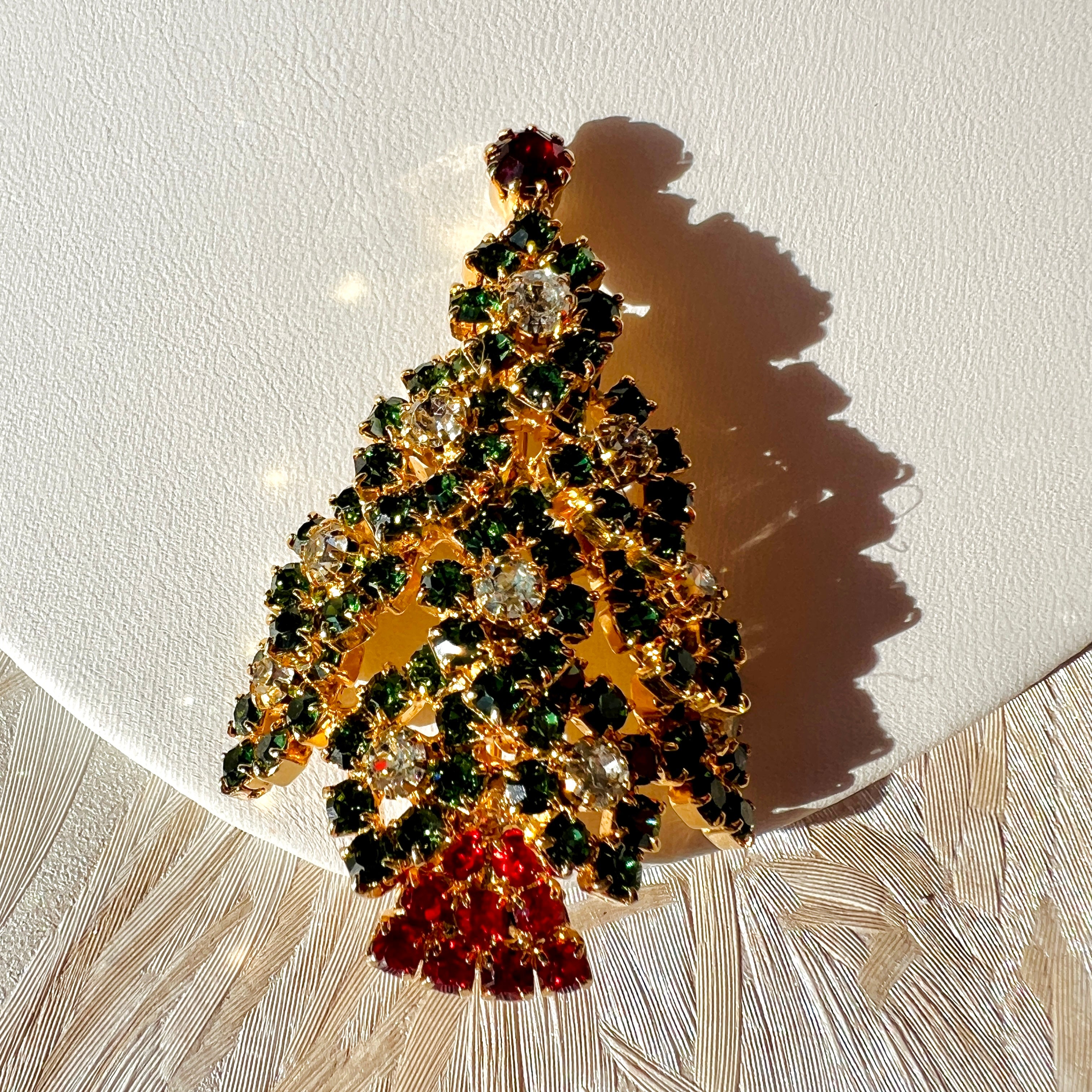 Jeweled Christmas Tree Brooch