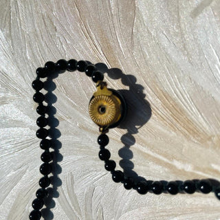 1930's Black Graduated Glass Beads Necklace