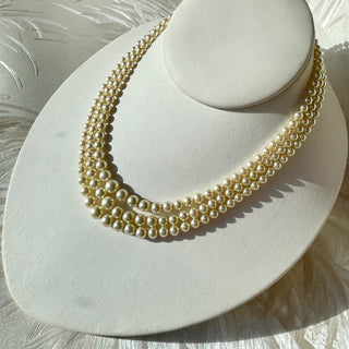 Short 3-Strand Graduated Pearl Necklace