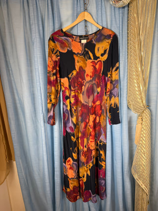 1990's Abstract Floral Maxi Dress