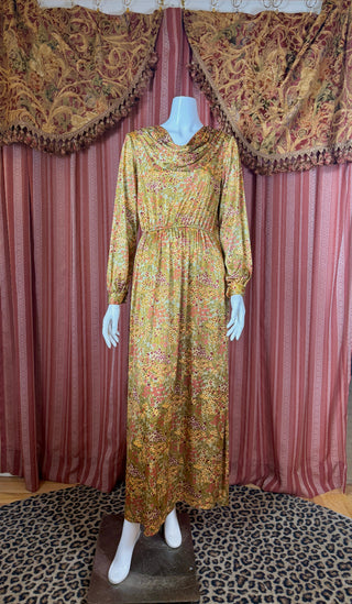 1970's Draped Floral Dress