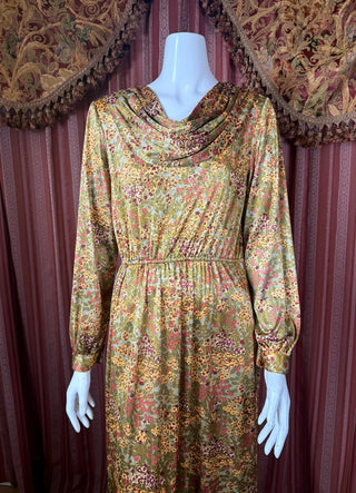 1970's Draped Floral Dress