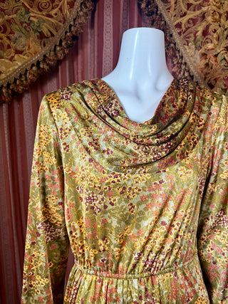 1970's Draped Floral Dress