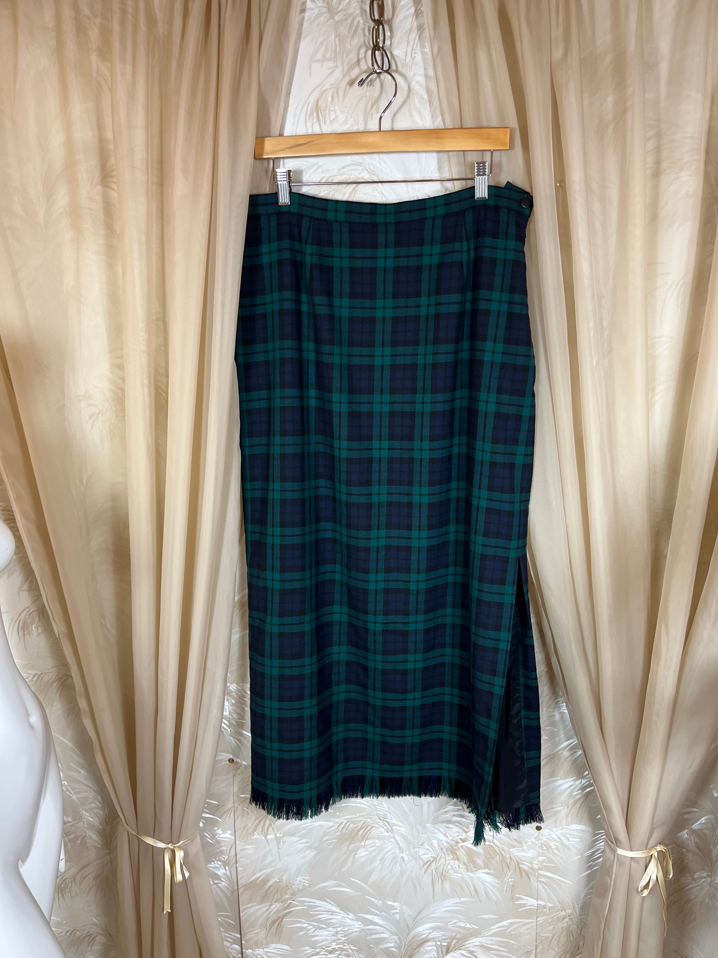 1980's Plaid Wool Maxi Skirt