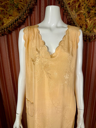 1920's Applique Scalloped Nightgown w/ Belt