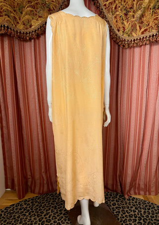 1920's Applique Scalloped Nightgown w/ Belt