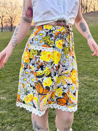 1970's Lilly Pulitzer Paris Garden A-Line Mini Skirt