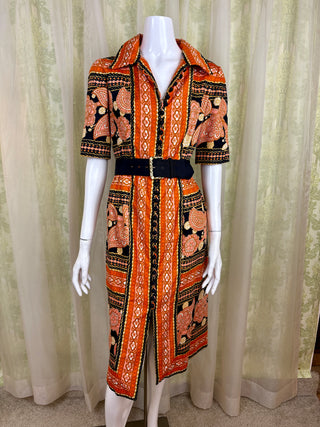 1970's Oscar de la Renta Paisley Dress