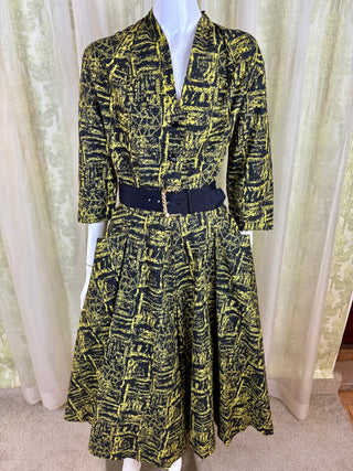 1950's Gritty Neon Shirtwaist Dress