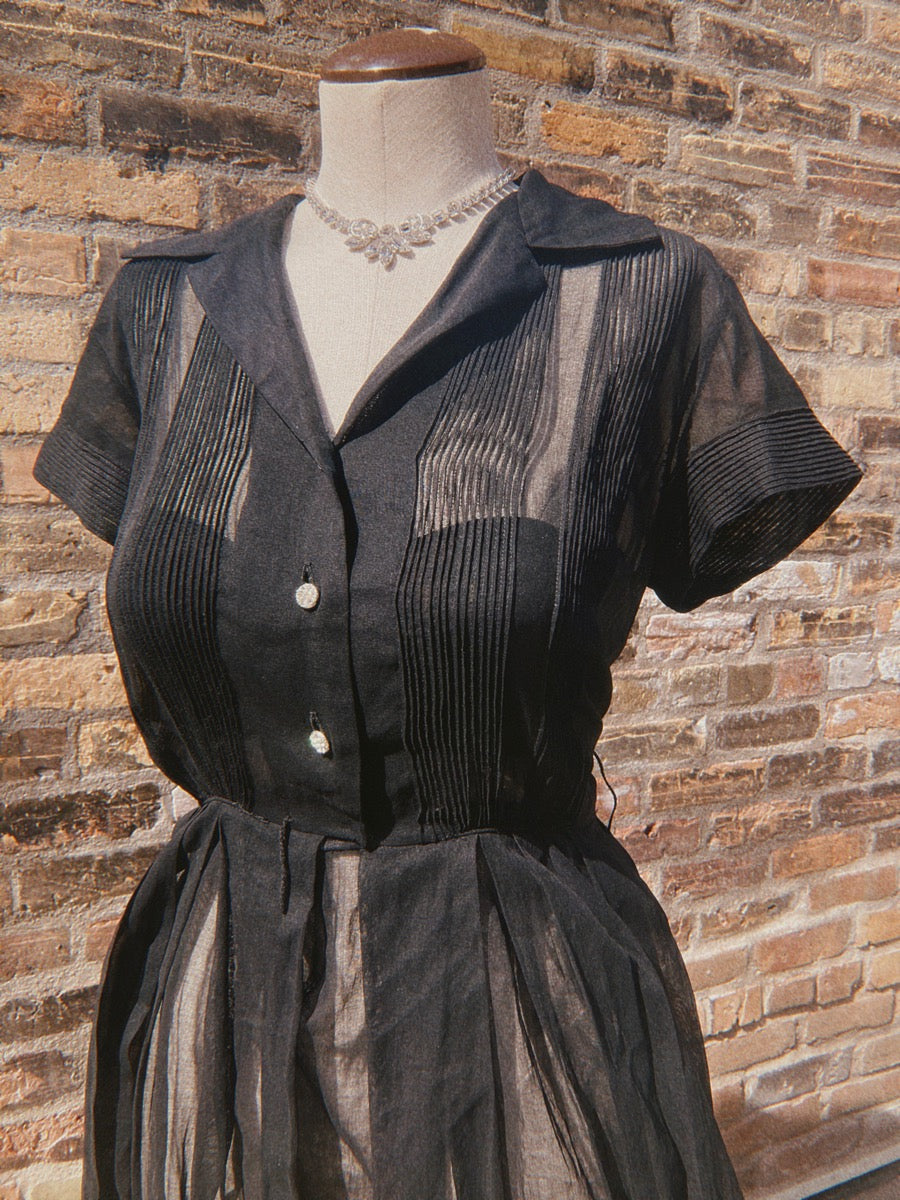 1950's Sheer Shirtdress with Pintucking